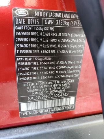 SALGV2EF5GA254342 Land Rover s/c lev2 ulev