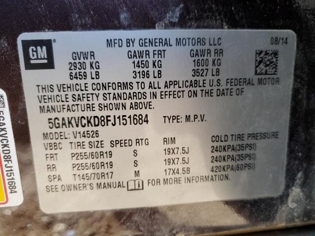 5GAKVCKD8FJ151684 Buick llt