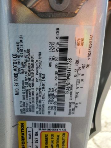 3FA6P0HD9KR171738 Ford FUSION SE