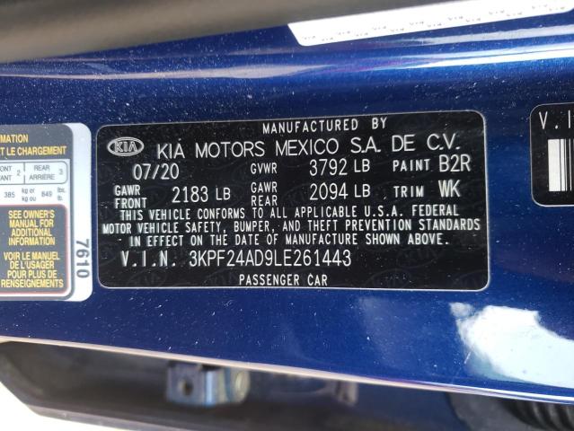 3KPF24AD9LE261443 KIA FORTE FE