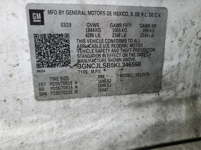 3GNCJLSB5KL346598 Chevrolet luv - mfi, variable valve timing, e85 max, alum