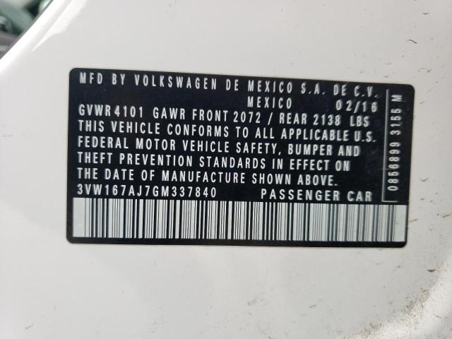 3VW167AJ7GM337840 Volkswagen 2016