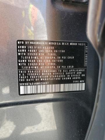 3VV3B7AX4NM026697 Volkswagen TIGUAN SE