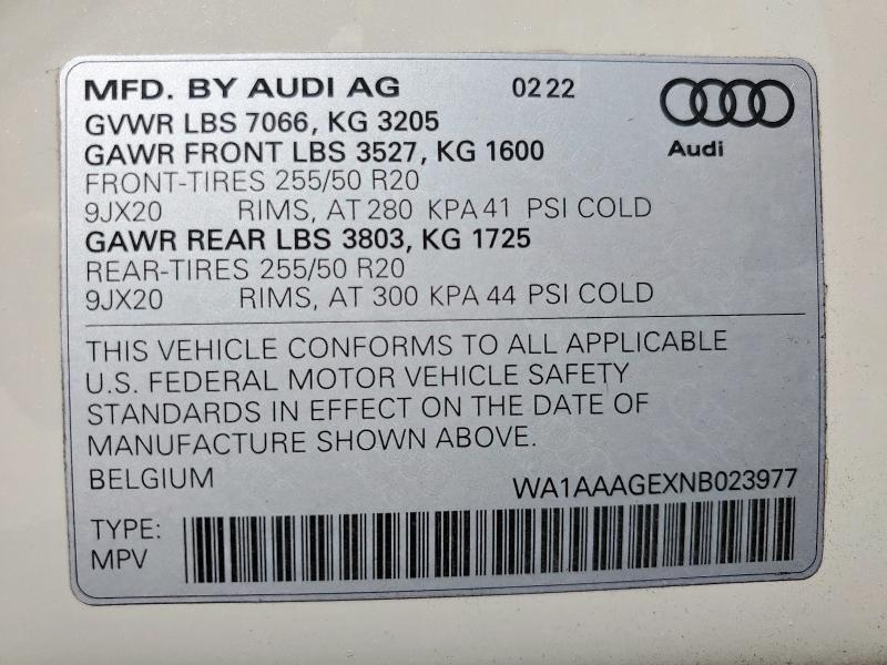 WA1AAAGEXNB023977 Audi E-tron Pre