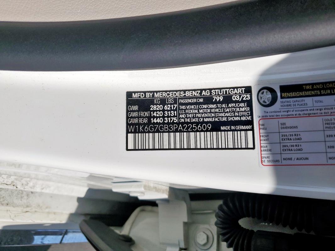 W1K6G7GB3PA225609 Mercedes-Benz S 580 4mat