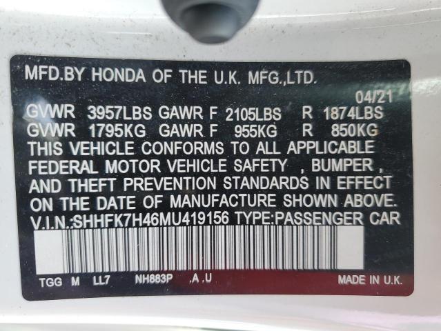 SHHFK7H46MU419156 Honda l15ba