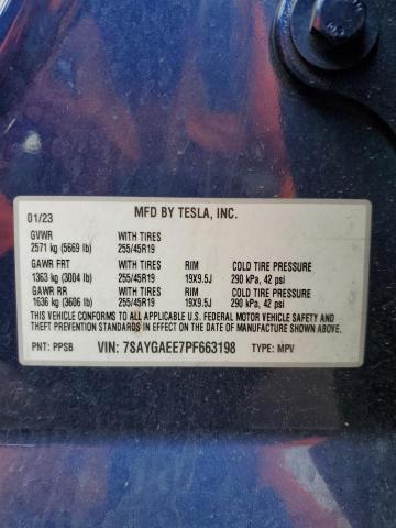 7SAYGAEE7PF663198 Tesla Model Y