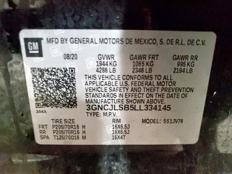3GNCJLSB5LL334145 Chevrolet TRAX 1LT