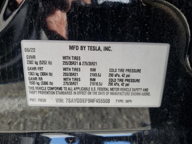 7SAYGDEF9NF455508 Tesla 2022