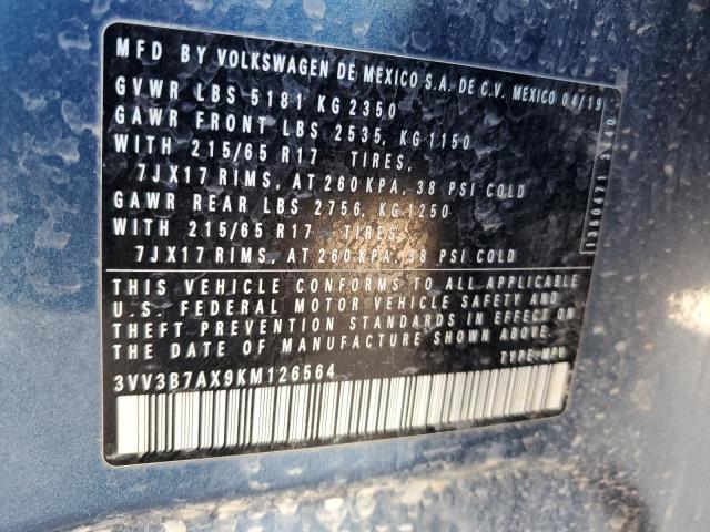 3VV3B7AX9KM126564 Volkswagen TIGUAN SE