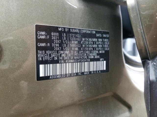 4S4WMASD4P3434799 Subaru ASCENT LIM
