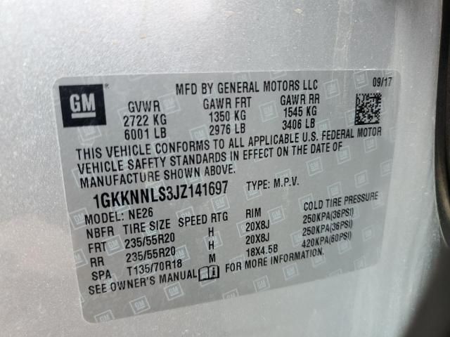 1GKKNNLS3JZ141697 GMC ACADIA SLT