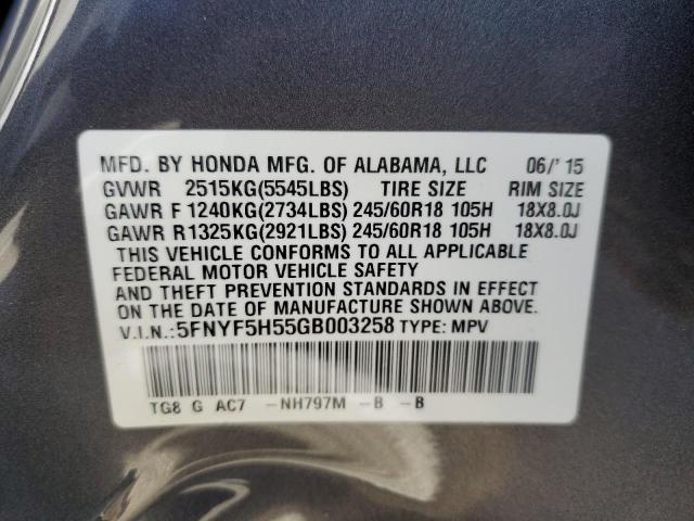 5FNYF5H55GB003258 Honda PILOT EXL