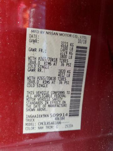 1N6AA1EK9KN509914 Nissan 2019
