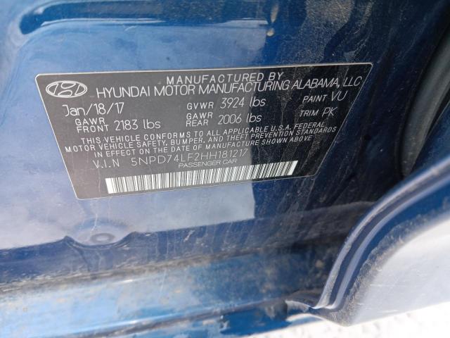 5NPD74LF2HH181217 Hyundai 2017