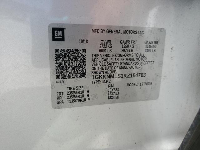 1GKKNMLS1KZ154783 GMC ACADIA SLT