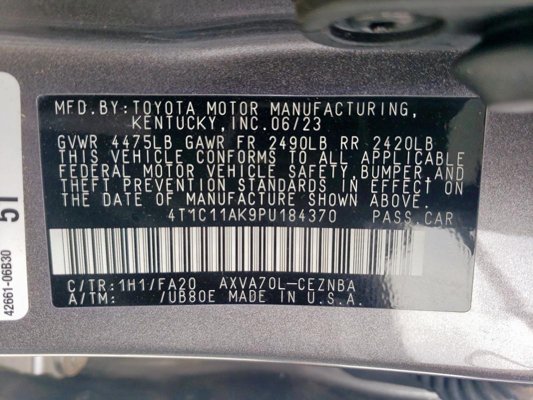 4T1C11AK9PU184370 Toyota CAMRY LE