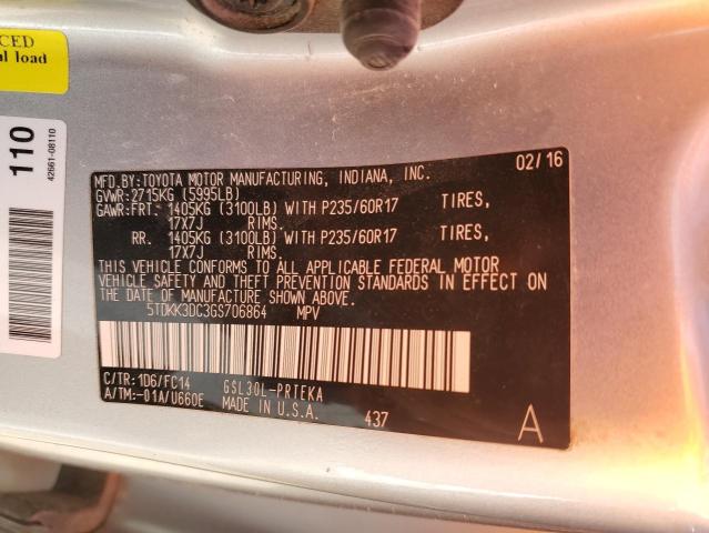5TDKK3DC3GS706864 Toyota SIENNA LE