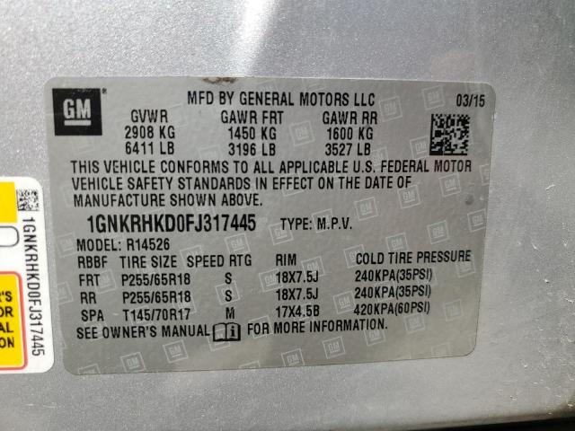 1GNKRHKD0FJ317445 Chevrolet TRAVERSE L