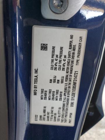 5YJ3E1EB5NF314721 Tesla 2022