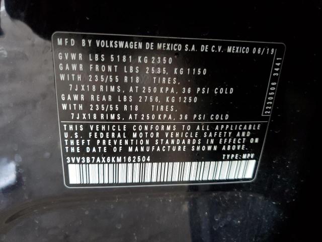 3VV3B7AX6KM162504 Volkswagen 2019