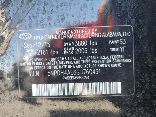 5NPDH4AE6GH760491 Hyundai dohc mpi nu