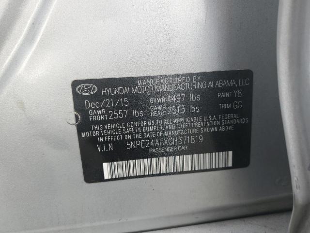 5NPE24AFXGH371819 Hyundai SONATA SE