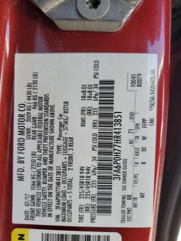 3FA6P0H77HR413851 Ford FUSION SE