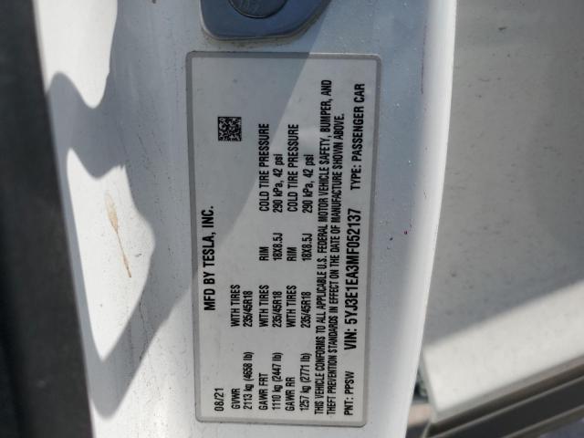5YJ3E1EA3MF052137 Tesla MODEL 3