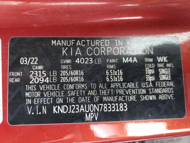 KNDJ23AU0N7833183 KIA mpi nu