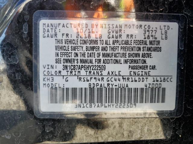 3N1CB7AP6HY222509 Nissan SENTRA SR