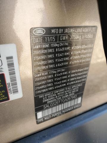 SALGS2EF7GA267943 Land Rover RANGE ROVE