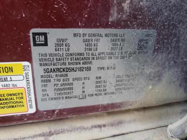 5GAKRCKD5HJ182169 Buick llt - alum, 60 degrees, sidi: spark ignited direct injection