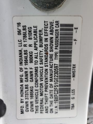 19XFC2F51GE230597 Honda Civic Lx
