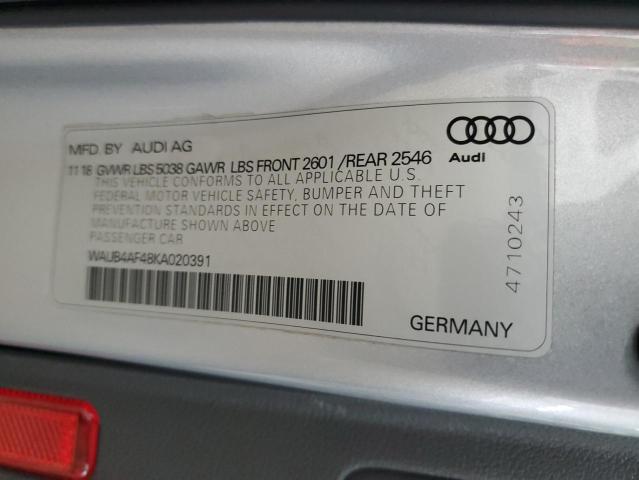 WAUB4AF48KA020391 Audi S4 PREMIUM