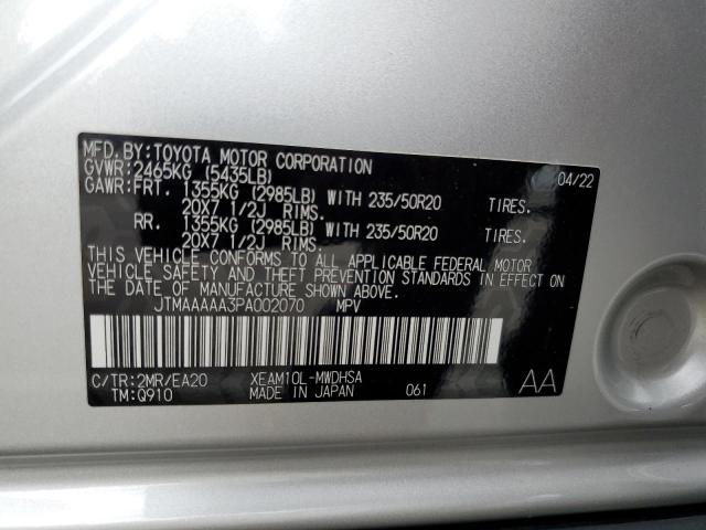 JTMAAAAA3PA002070 Toyota BZ4X XLE