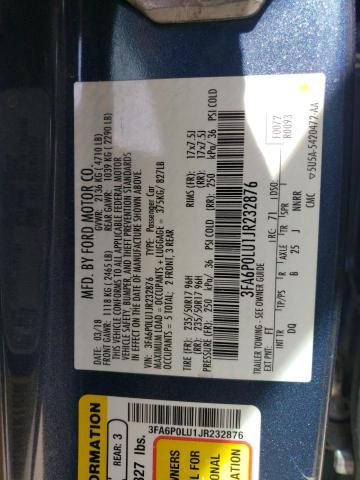 3FA6P0LU1JR232876 Ford FUSION SE