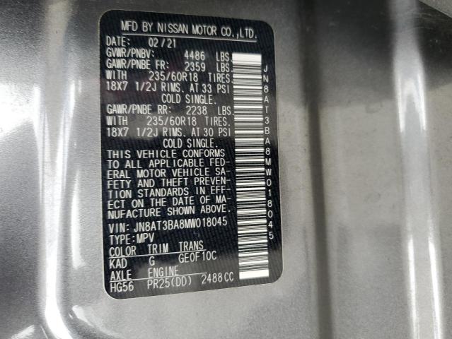 JN8AT3BA8MW018045 Nissan Rogue