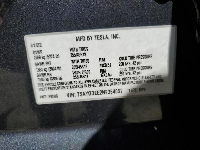 7SAYGDEE2NF354057 Tesla Model Y
