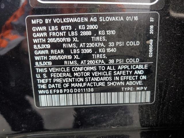 WVGEF9BP3GD011138 Volkswagen Touareg Sp