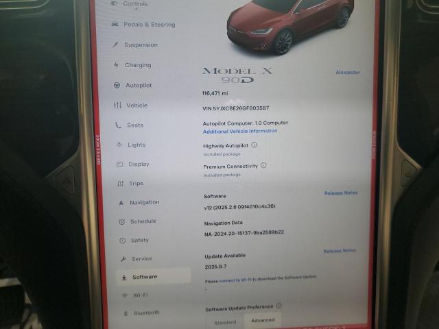 5YJXCBE26GF003587 Tesla MODEL X