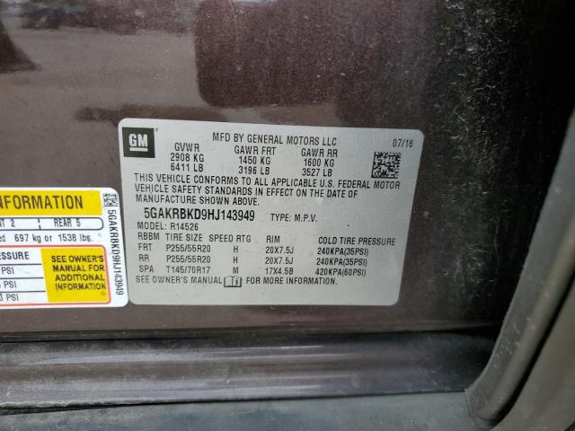5GAKRBKD9HJ143949 Buick llt - alum, 60 degrees, sidi: spark ignited direct injection