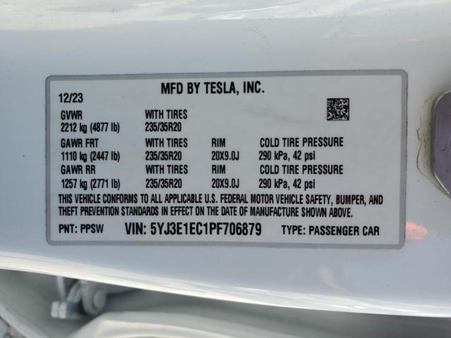 5YJ3E1EC1PF706879 Tesla MODEL 3