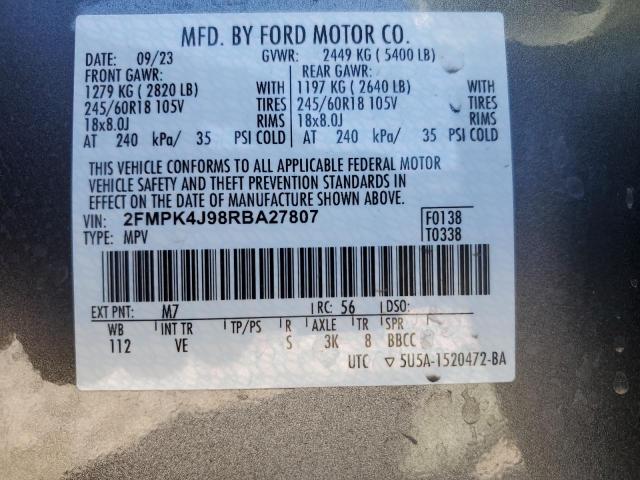 2FMPK4J98RBA27807 Ford EDGE SEL