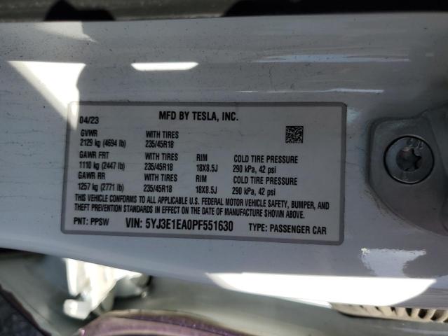 5YJ3E1EA0PF551630 Tesla MODEL 3