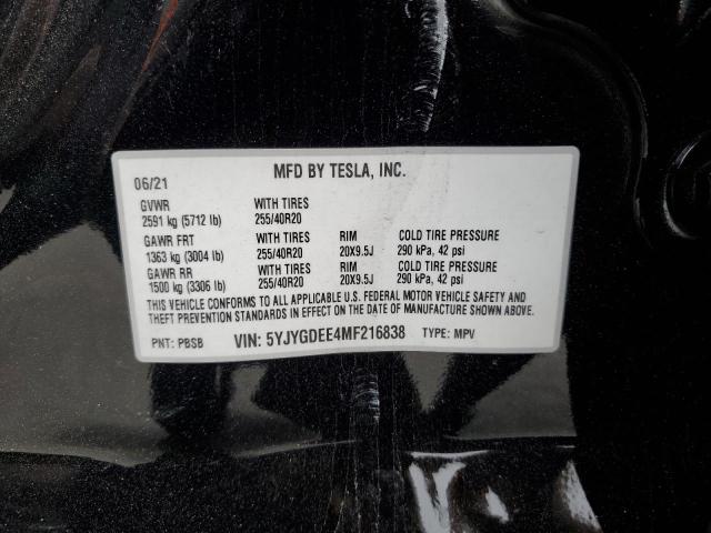 5YJYGDEE4MF216838 Tesla 2021