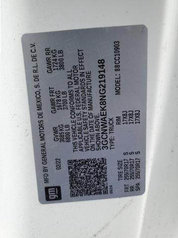 3GCNWAEK8NG219148 Chevrolet Silverado