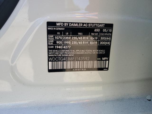 WDCTG4EB8FJ143592 Mercedes-Benz GLA 250