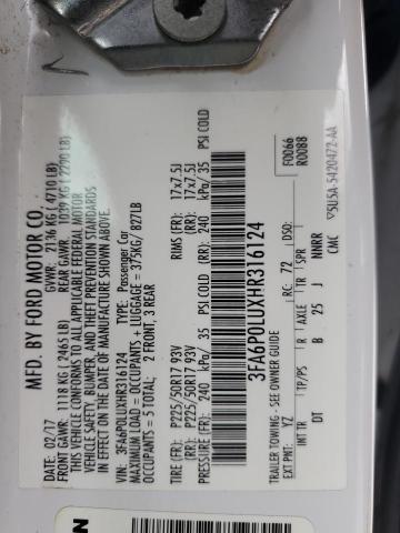 3FA6P0LUXHR316124 Ford FUSION SE