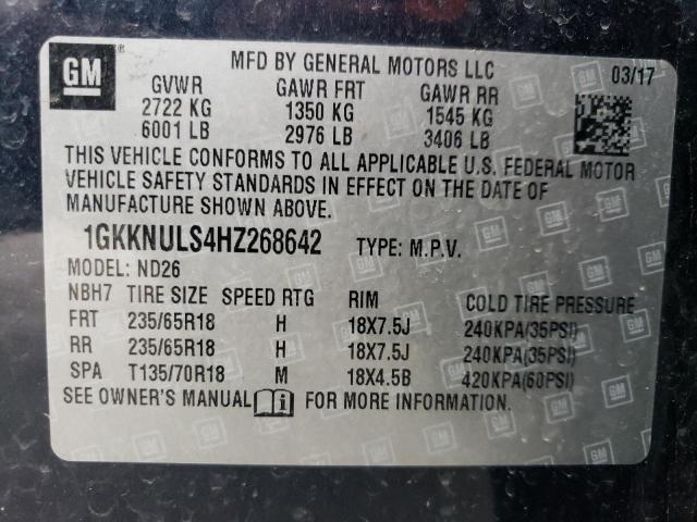 1GKKNULS4HZ268642 GMC ACADIA SLT